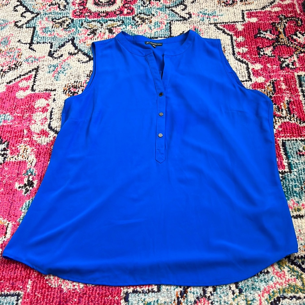 Royal Blue Womens Large L Adriana Papell Sleeveless mixed fabric blouse